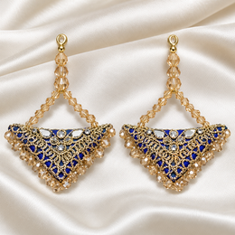 Royal Blue & Gold Designer Beaded Latkan for Blouse & Lehenga – 6 Pair (12 Pieces)