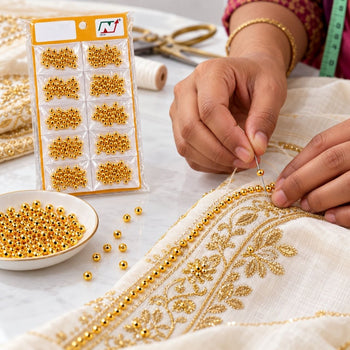 Golden Moti No. 3 – 10 Packet Pack for Blouse, Latkan, Jewellery & Craft Work