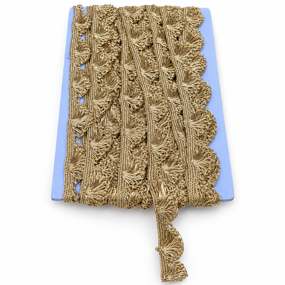 Champagne Gold Fan Design Jhalar Lace Border for Saree, Blouse & Dupatta – 18 Meter