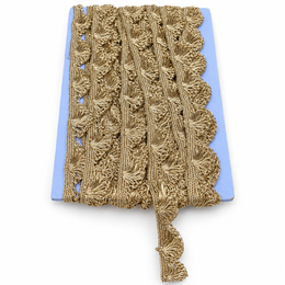 Champagne Gold Fan Design Jhalar Lace Border for Saree, Blouse & Dupatta – 18 Meter