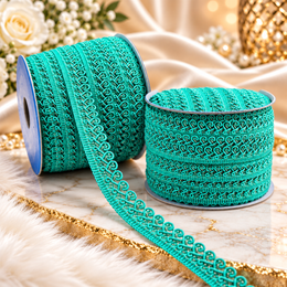 Turquoise Blue Designer Loop Lace Border 18 Meter | Decorative Embroidered Lace Trim for Saree, Blouse, Kurti, Dupatta, Lehenga & Dress Decoration