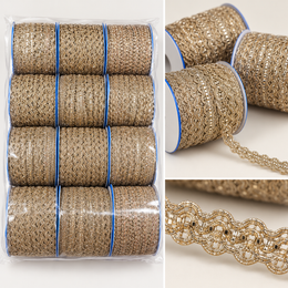 Champagne Gold Assorted Designer Lace Border for Saree, Blouse & Dupatta – 9 Meter Each, Pack of 12