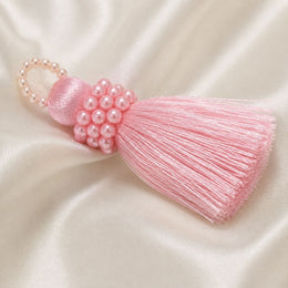 Premium Baby Pink Silk Thread Tassel Latkan with Decorative Pearl Beads for Blouse, Saree, Lehenga & Dupatta – Designer Hanging Tassels