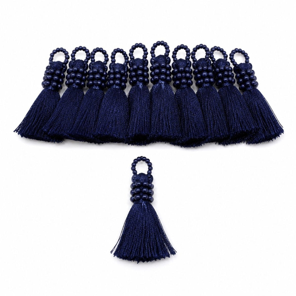 Navy Blue Silk Thread Tassel Latkan with Decorative Beads for Blouse, Saree, Lehenga & Dupatta – Pack of 10 Pieces