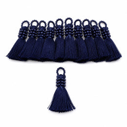 Navy Blue Silk Thread Tassel Latkan with Decorative Beads for Blouse, Saree, Lehenga & Dupatta – Pack of 10 Pieces