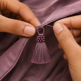 Premium Dusty Mauve Silk Thread Tassel Latkan with Decorative Beads for Blouse, Saree, Lehenga & Dupatta – Designer Hanging Tassels