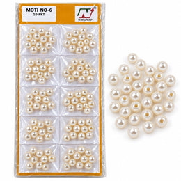 Pearl Moti No. 6 – Off White Round Beads Pack of 10 for Blouse, Latkan, Jewellery & Craft Work