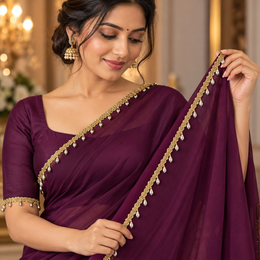 Premium Gold & Silver Teardrop Hanging Lace Border – 9 Meter | Designer Metallic Moti Latkan Lace for Saree, Blouse, Dupatta & Lehenga