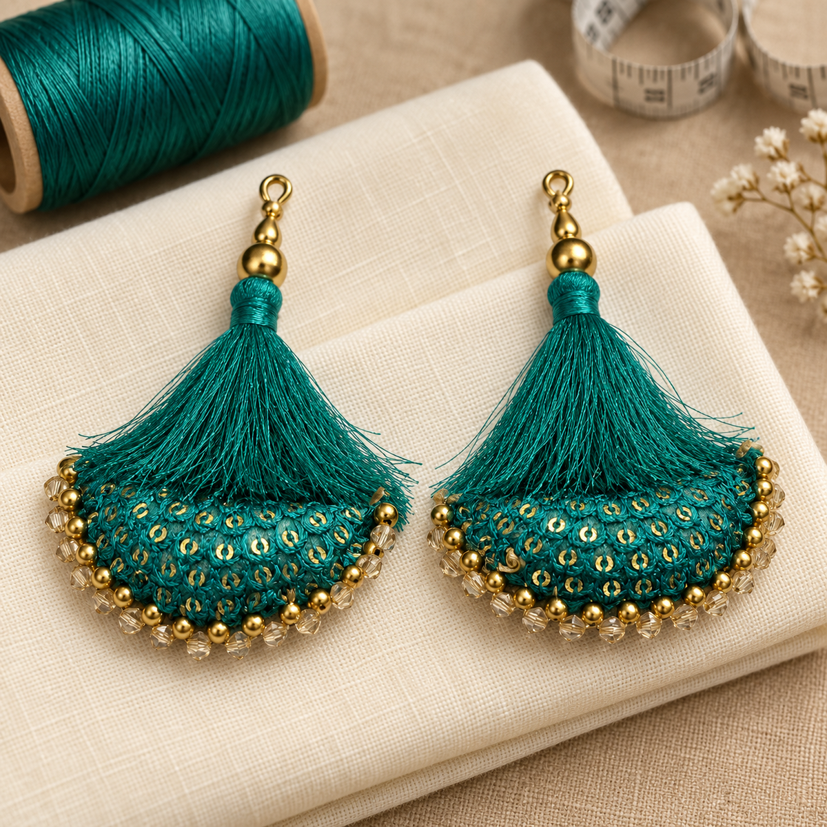 Designer Teal Green Latkan for Blouse & Lehenga – Pack of 12 Pieces (6 Pairs)