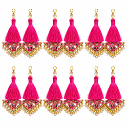 Rani Pink Decorative Tassel Latkan for Blouse, Lehenga & Saree – Pack of 12 Pieces (6 Pairs)