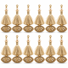 Champagne Gold Decorative Tassel Latkan for Blouse & Lehenga – Pack of 12 Pieces, 6 Pairs