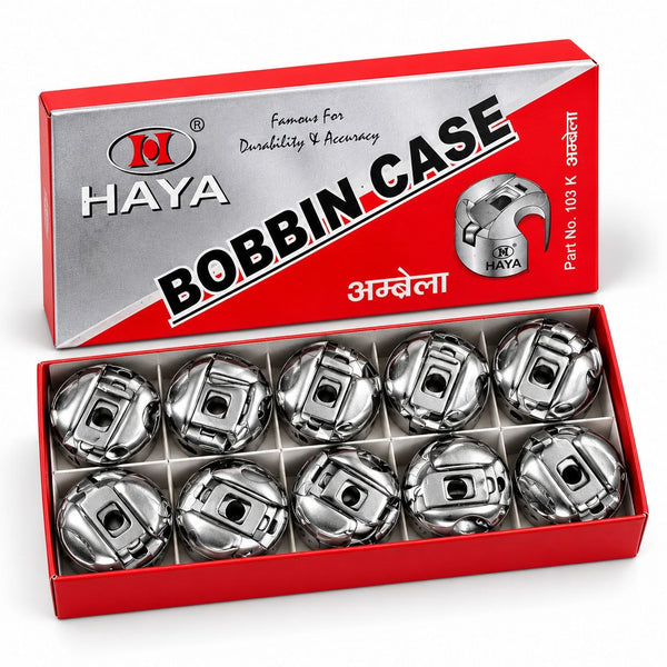 HAYA Bobbin Case for Sewing Machine | Metal Bobbin Case Part No. 103 K | Pack of 10