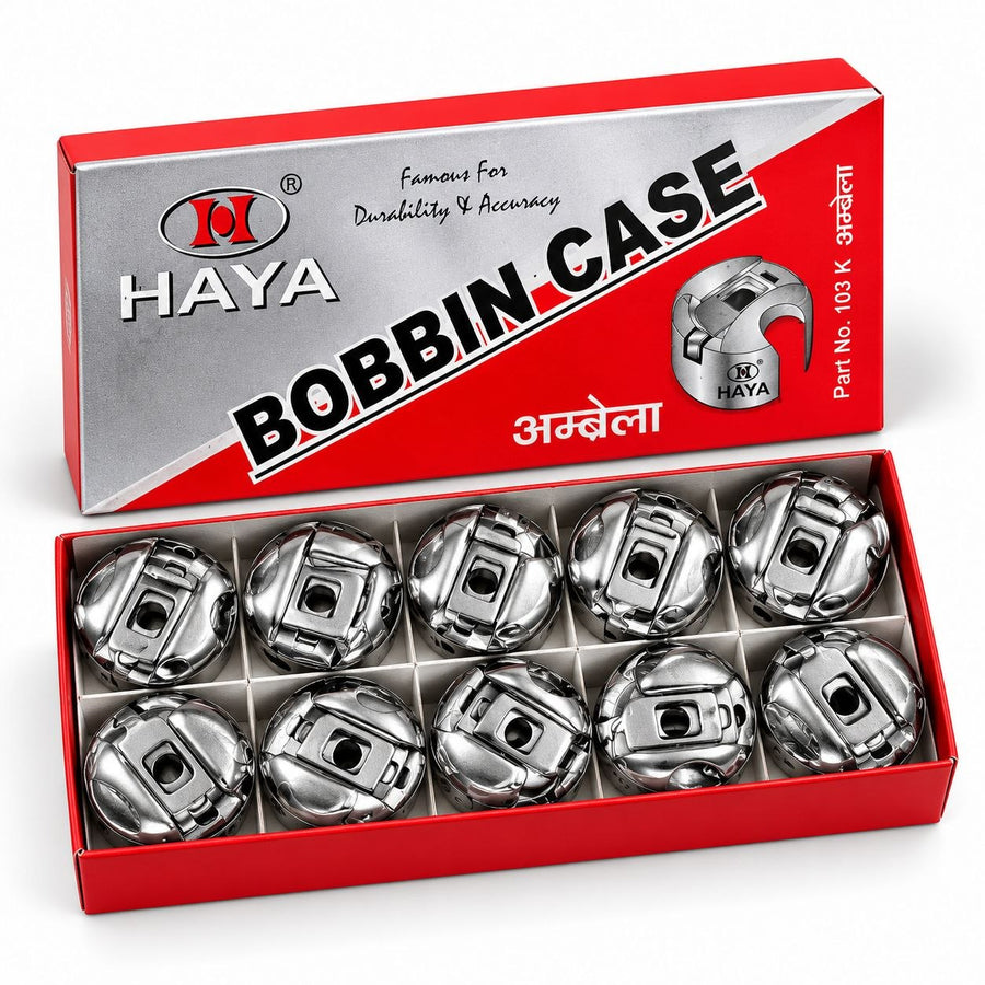 HAYA Bobbin Case for Sewing Machine | Metal Bobbin Case Part No. 103 K | Pack of 10