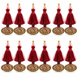 Maroon & Gold Decorative Tassel Latkan for Blouse & Lehenga – Pack of 12 Pieces, 6 Pairs