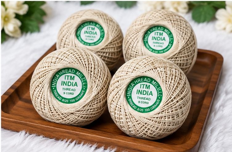 ITM India 9 Cord Cotton Thread 100g Each Pack of 4 | Piping, Crochet & Tailoring Thread