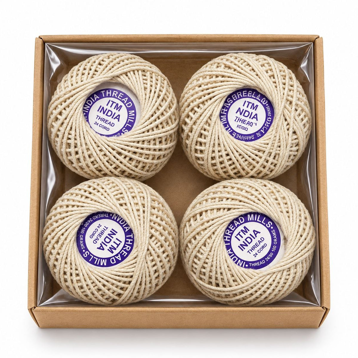 ITM India 24 Cord Cotton Thread Ball Pack of 4 | Crochet, Sewing & Piping Thread
