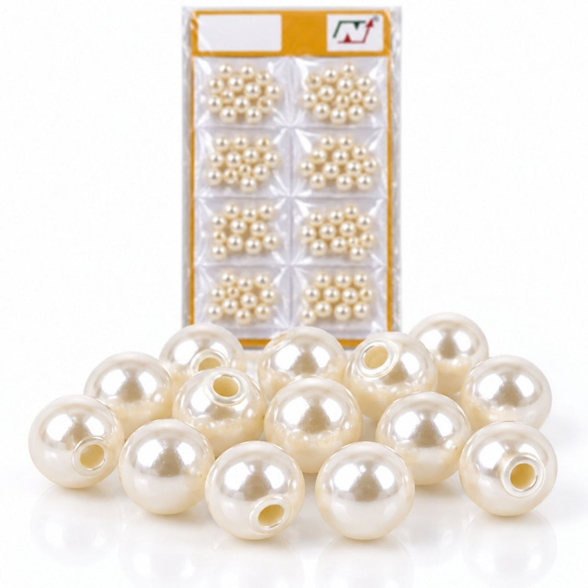 Pearl Moti No. 6 – Off White Round Beads Pack of 10 for Blouse, Latkan, Jewellery & Craft Work