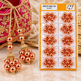 Moti No. 10 Copper Beads for Latkan, Blouse, Lehenga & Craft – Pack of 10 Packets