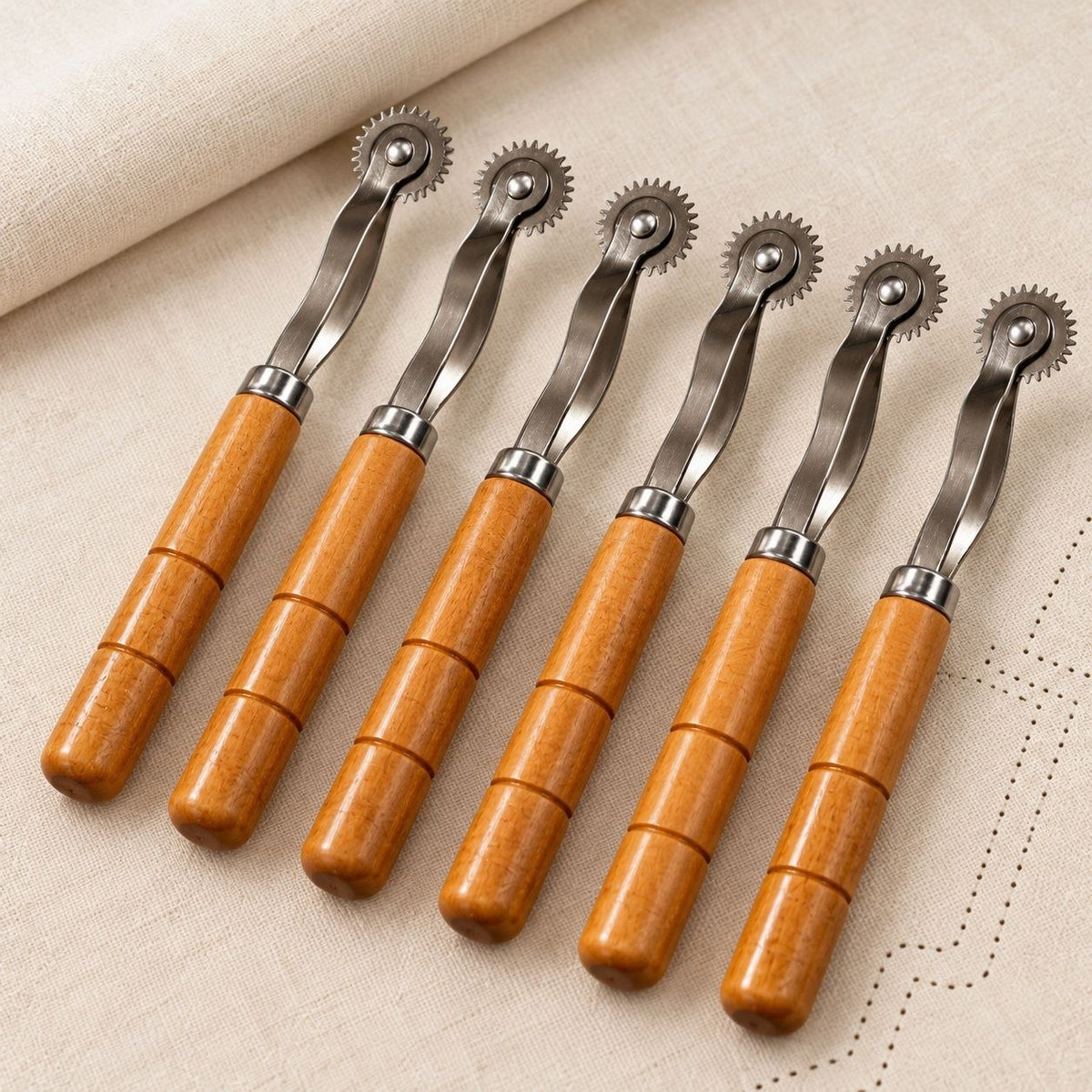 Tailor Tracing Wheel with Wooden Handle for Fabric Pattern Marking & Sewing
