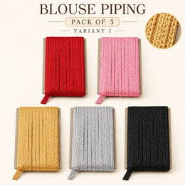 Blouse Piping Dori Pack of 5 Colours for Blouse, Saree & Dress Stitching
