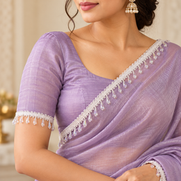 White Crystal-Style Teardrop Hanging Lace Border for Saree, Blouse & Dupatta – 9 Meter