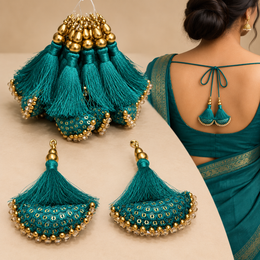 Designer Teal Green Latkan for Blouse & Lehenga – Pack of 12 Pieces (6 Pairs)