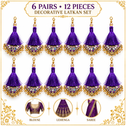 Royal Purple Decorative Tassel Latkan for Blouse, Lehenga & Saree – Pack of 12 Pieces (6 Pairs)