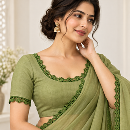 Green Decorative Floral Edge Lace Trim for Blouse, Saree & Craft – 18 Meter