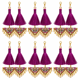 Wine Magenta Decorative Tassel Latkan for Blouse, Lehenga & Saree – Pack of 12 Pieces (6 Pairs)