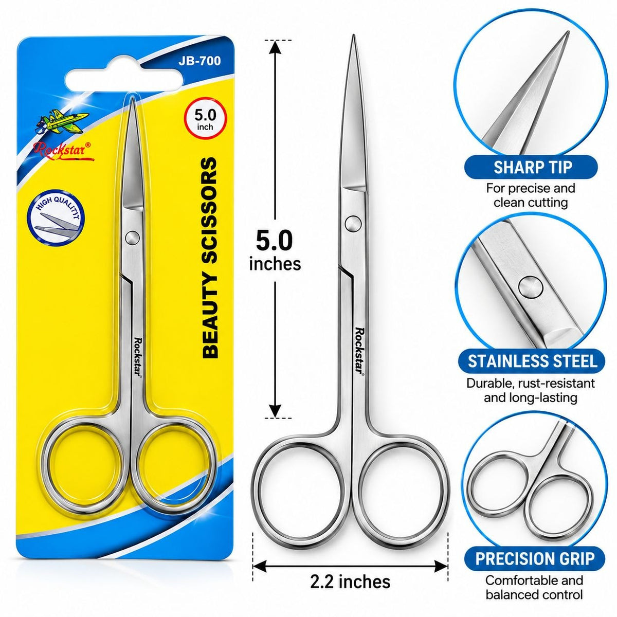 Beauty Scissors 5 Inch Stainless Steel Sharp Scissors | Pack of 12