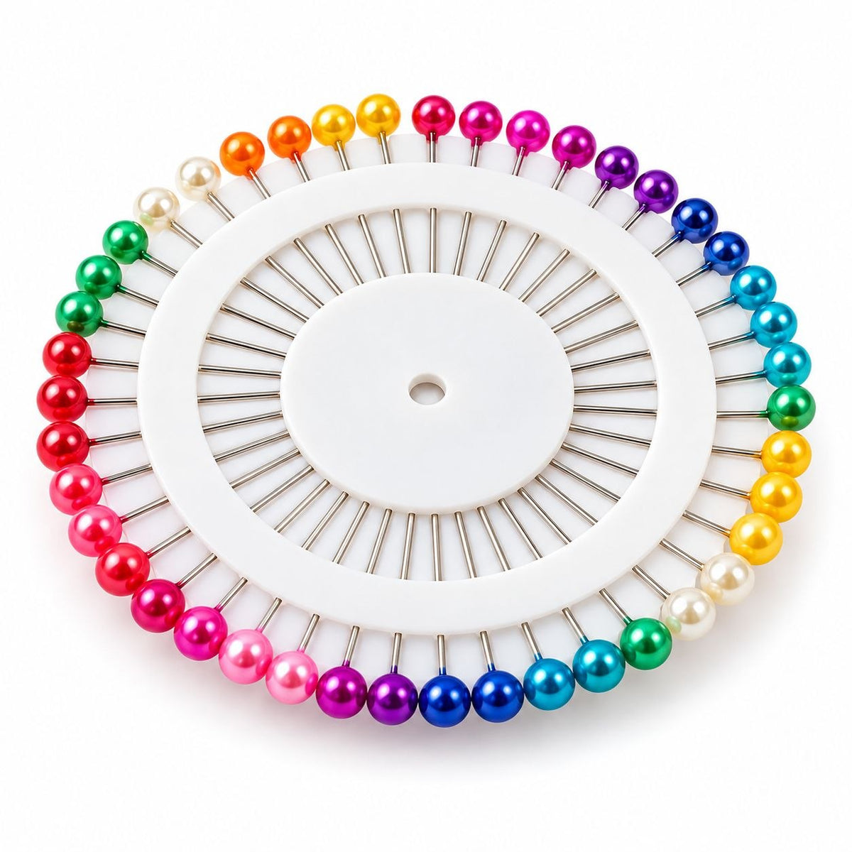 Multicolor Pearl Head Pins for Sewing & Tailoring – Pin Wheel Set – Pack of 12 Wheels
