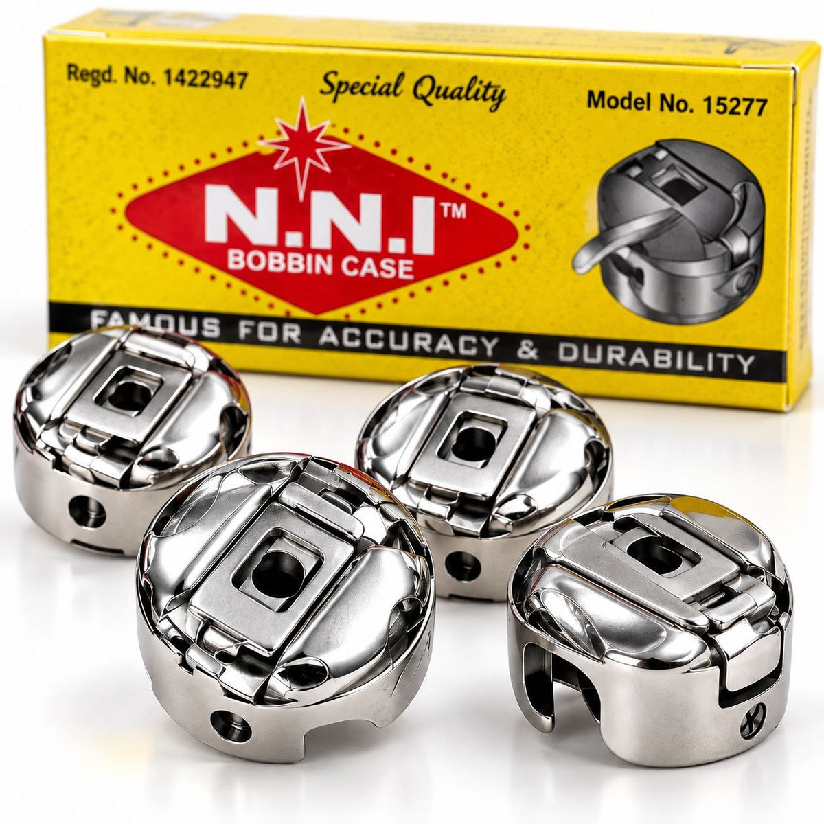N.N.I Bobbin Case for Sewing Machine | Model 15277 | Metal Bobbin Case | Pack of 10