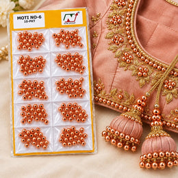 Moti No. 6 Copper Beads for Blouse, Latkan, Lehenga & Craft – Pack of 10 Packets