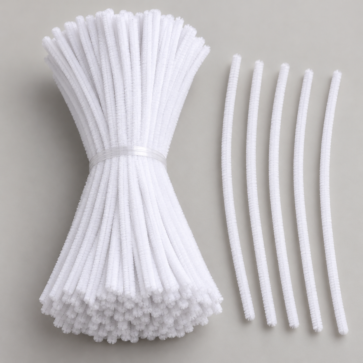 White Pipe Cleaner Craft Sticks for DIY Flowers, Figures, Art & Craft – 100 Pieces (1 Packet)