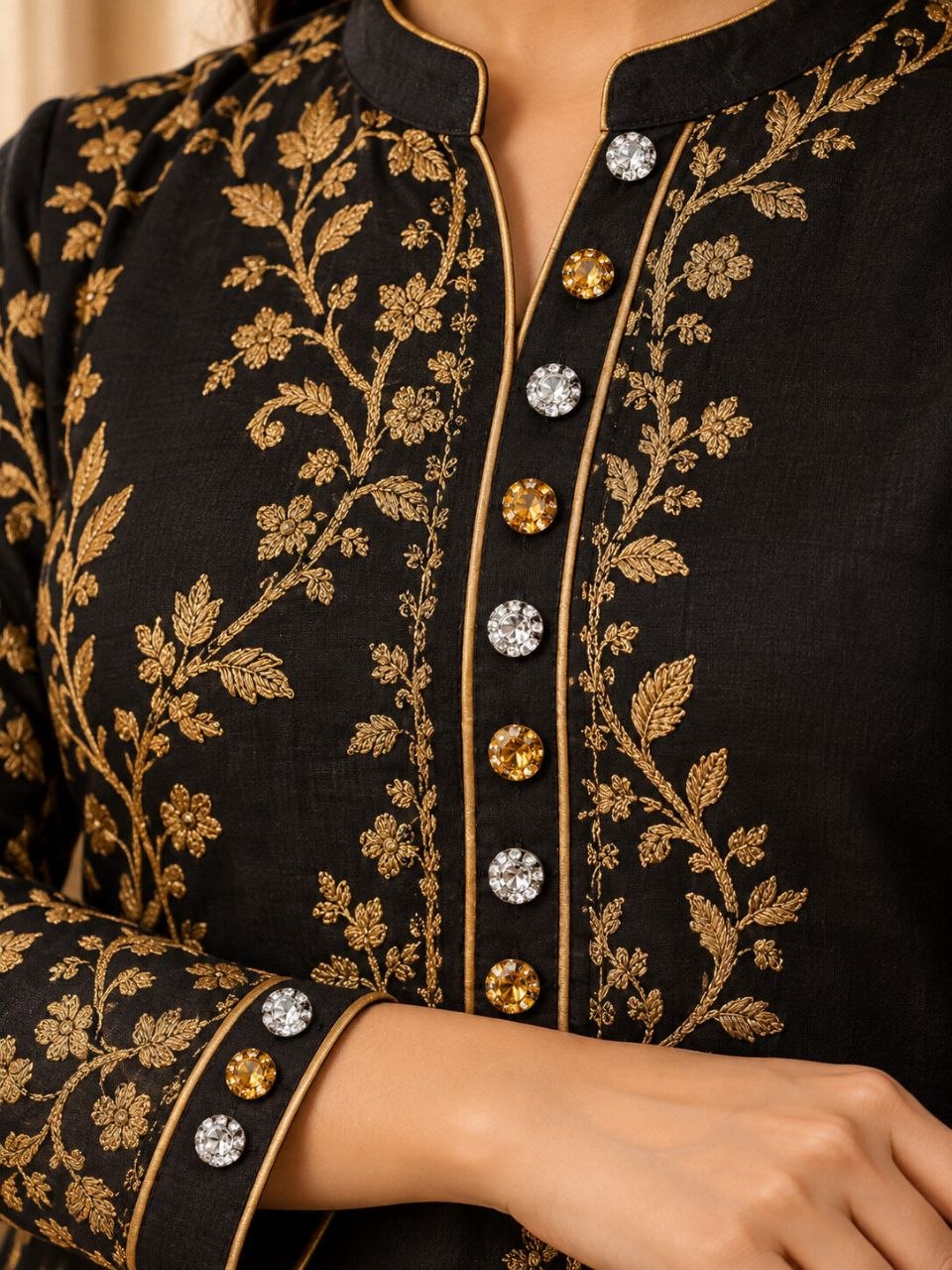 C-720/1S Silver & Golden Stone Designer Buttons for Kurti Blouse Suit – Pack of 120