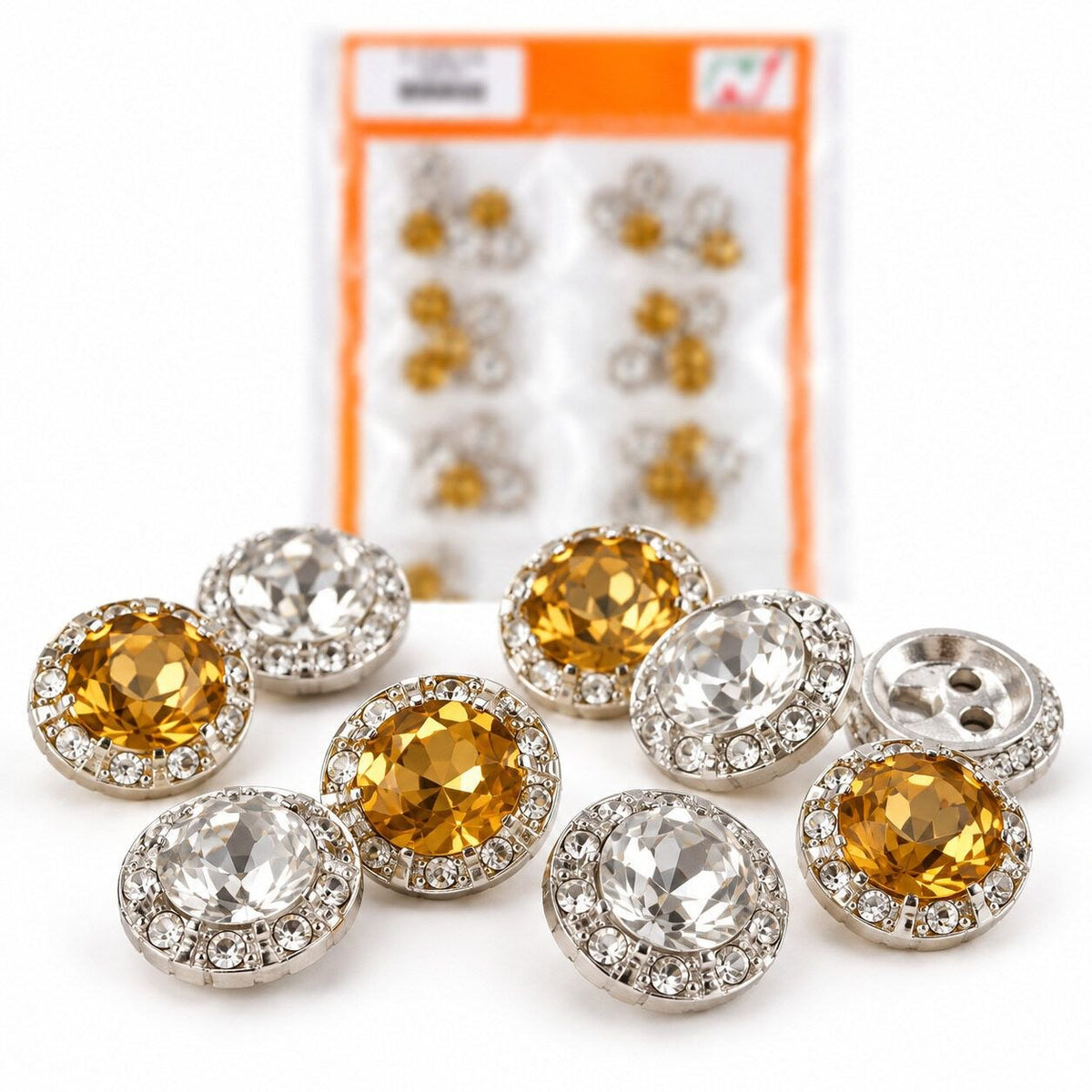 C-720/1S Silver & Golden Stone Designer Buttons for Kurti Blouse Suit – Pack of 120