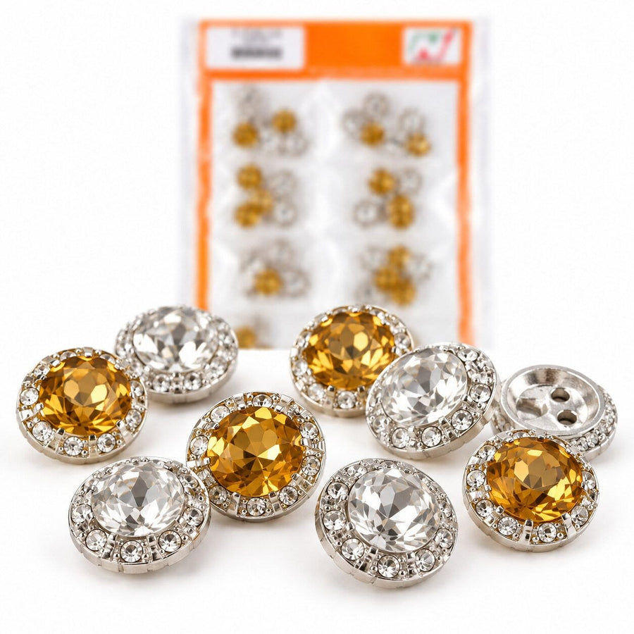 C-720/1S Silver & Golden Stone Designer Buttons for Kurti Blouse Suit – Pack of 120