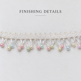 White Lace Border with Pastel Multicolour Pearl-Style Hanging Beads for Saree, Blouse & Dupatta – 9 Meter