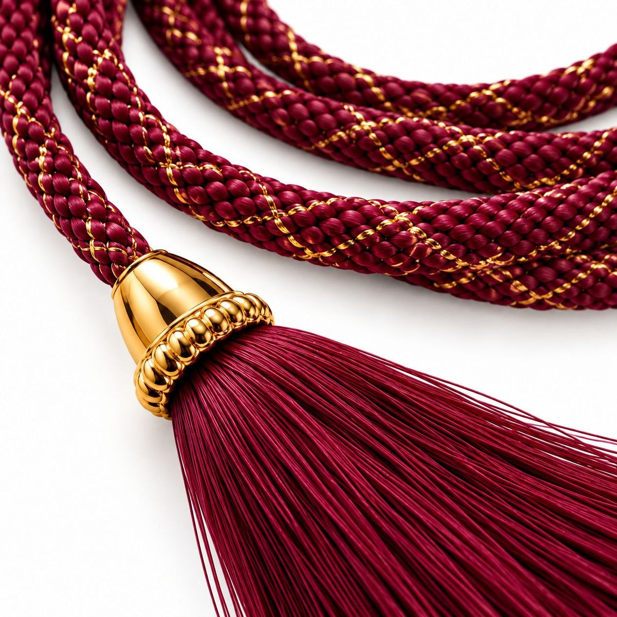 Maroon Blouse Dori with Tassel Latkan | 1 Meter Braided Dori | Pack of 12