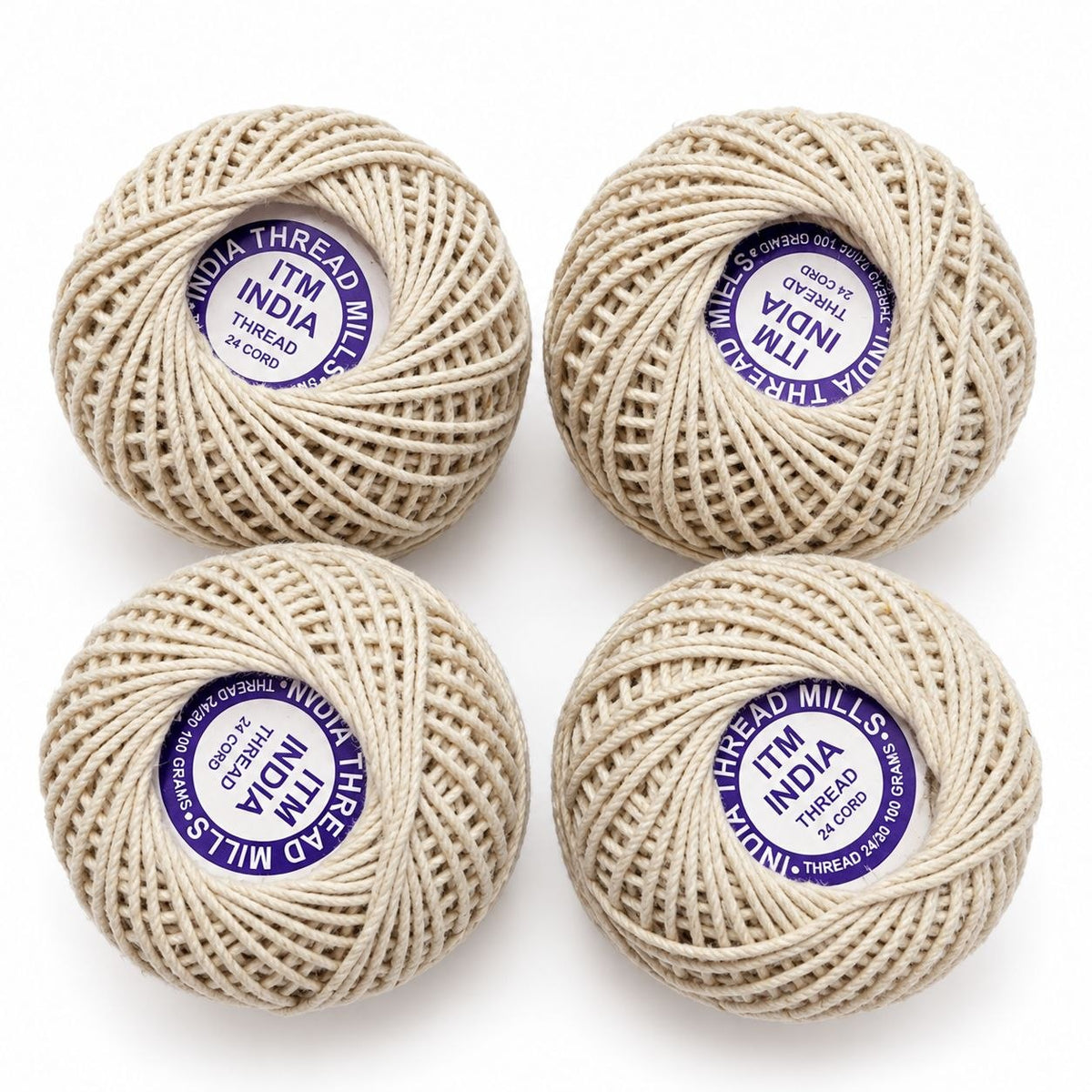 ITM India 24 Cord Cotton Thread Ball Pack of 4 | Crochet, Sewing & Piping Thread