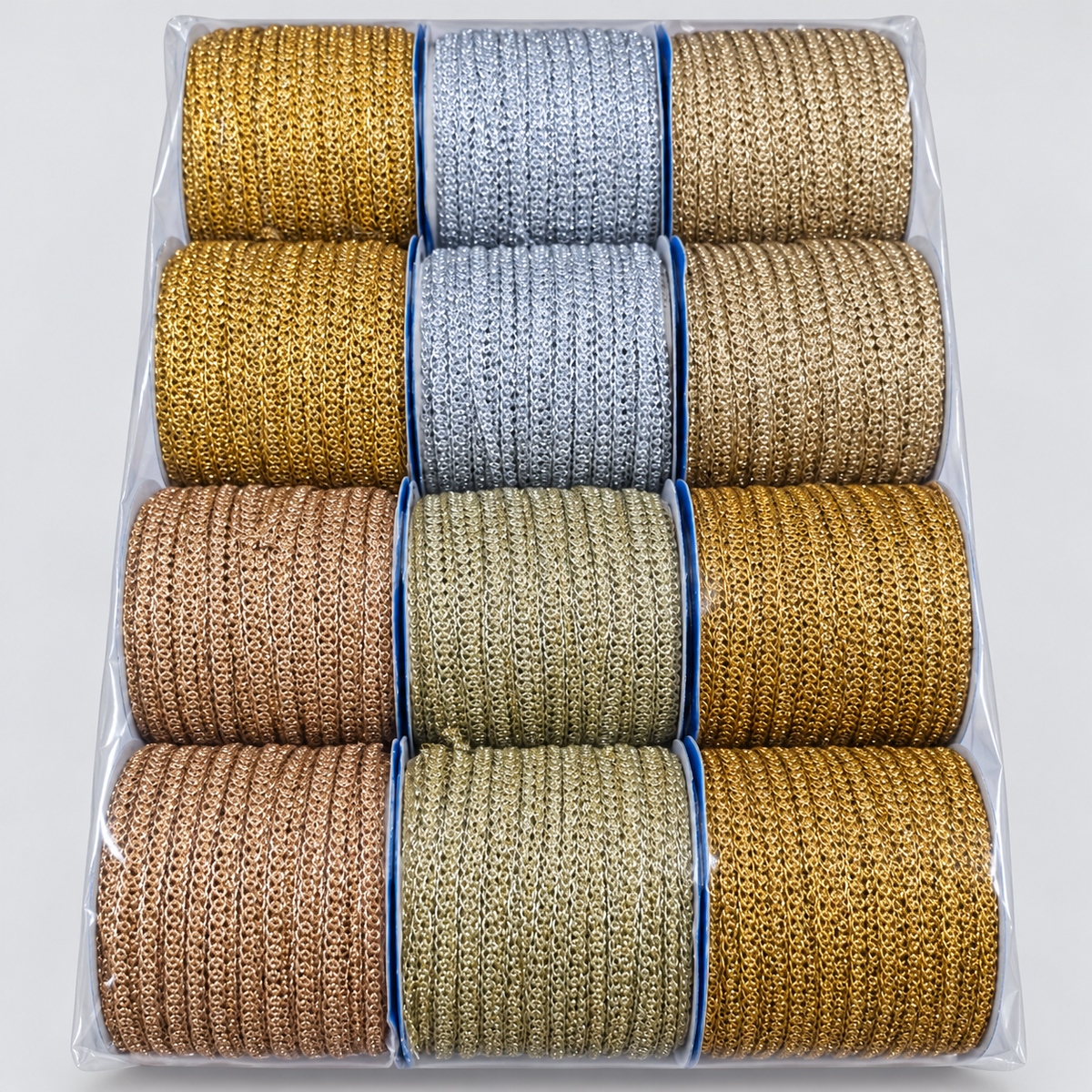 Mixed Metallic Colour Designer Lace Border for Saree, Blouse & Dupatta – 9 Meter Each, Pack of 12