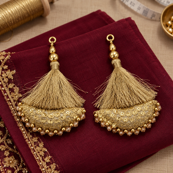 Golden Designer Tassel Latkan for Blouse & Lehenga – 6 Pair (12 Pieces)
