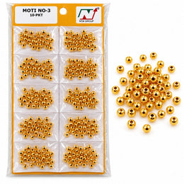 Golden Moti No. 3 – 10 Packet Pack for Blouse, Latkan, Jewellery & Craft Work