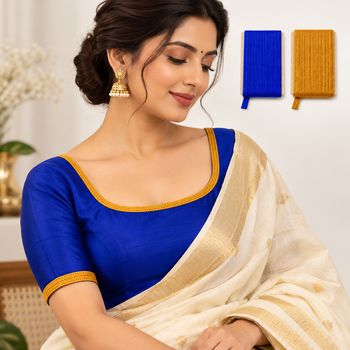 Blue & Golden Piping Dori Combo for Blouse, Saree & Tailoring – 18 Meter Each, Total 36 Meter
