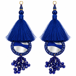 Royal Blue Mirror Work Tassel Latkan for Blouse & Lehenga – 6 Pair (12 Pieces)
