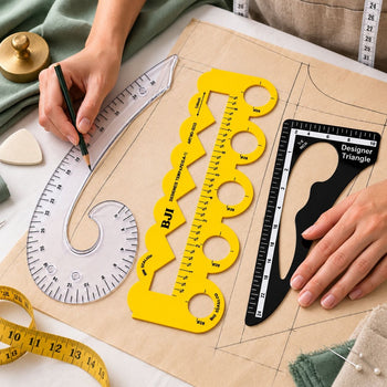 3 Piece Tailoring Curve Ruler Set for Blouse, Kurti & Dress Pattern Making | French Curve, Designer Template & Triangle