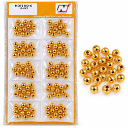 Moti No. 6 Golden Beads for Blouse, Saree, Lehenga & Embroidery – Pack of 10 Packets