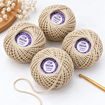 ITM India 24 Cord Cotton Thread Ball Pack of 4 | Crochet, Sewing & Piping Thread