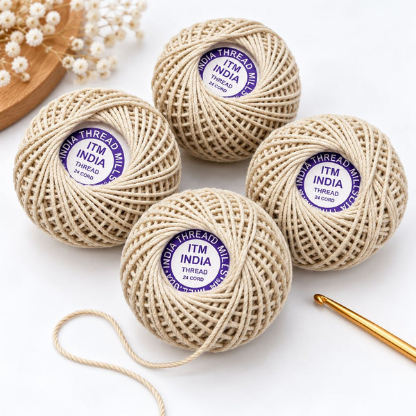 ITM India 24 Cord Cotton Thread Ball Pack of 4 | Crochet, Sewing & Piping Thread