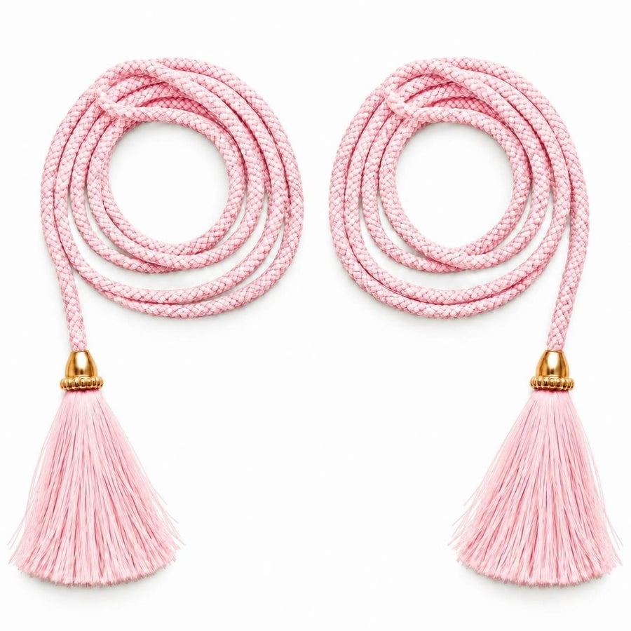 Baby Pink Blouse Dori with Tassel Latkan | 1 Meter Decorative Braided Tie Cord | Pack of 12